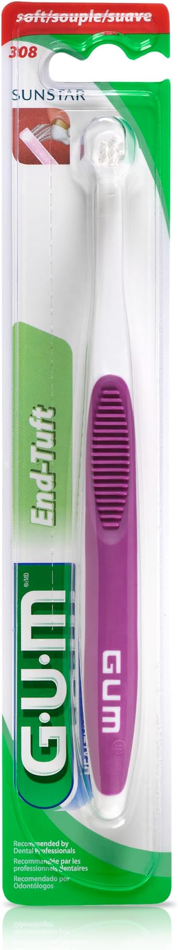 GUM End Tuft Toothbrush - Extra Small Head for Hard-to-Reach Areas - Implants, Back Teeth, and Wisdom Teeth - Soft Dental Brush for Adults, 1 Count
