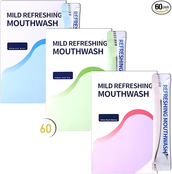 Travel Size Mouthwash,Mini Mouthwash Travel Size Bulk Portable Mouth Wash Set,Individual Small Travel Mouth Wash Packets for Fresh Breath(Pack of 60) A35