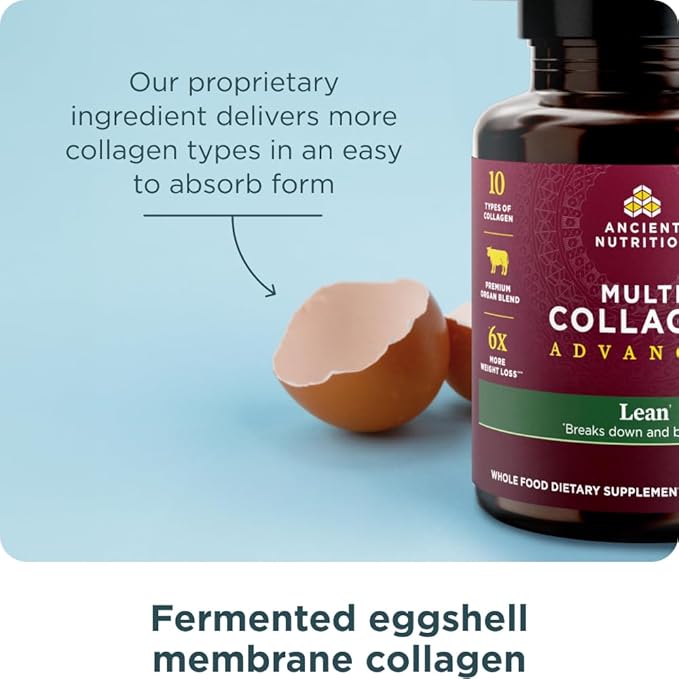 Ancient Nutrition Multi Collagen Advanced Lean with Probiotics, Hydrolyzed Collagen Peptides Supports Healthy Weight Loss and Fat Loss, 90 Count