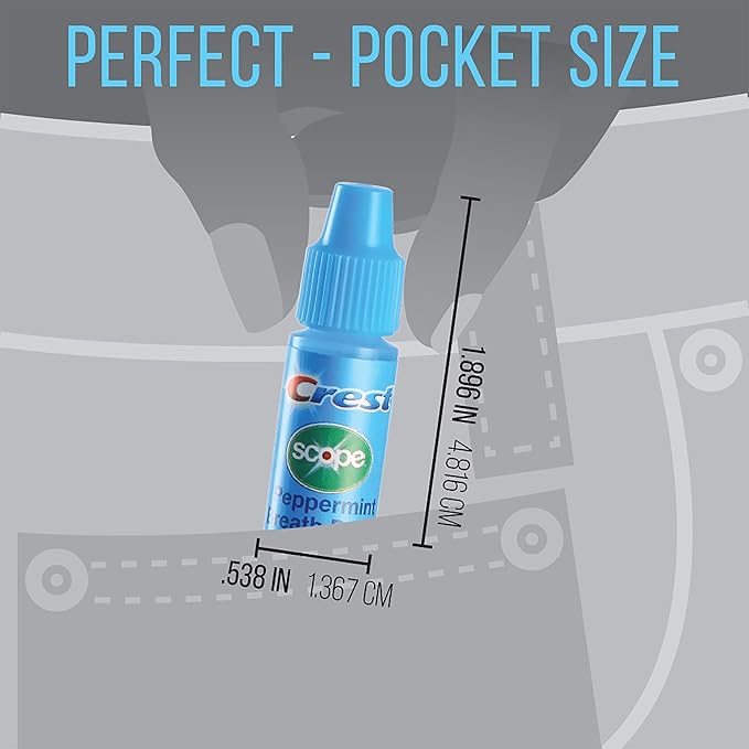Crest Scope Breath Drops - Long Lasting PEPPERMINT - Crest Clean meets Scope Freshness - Gravity Feed Display - 50 Count, 3.2mL Drops