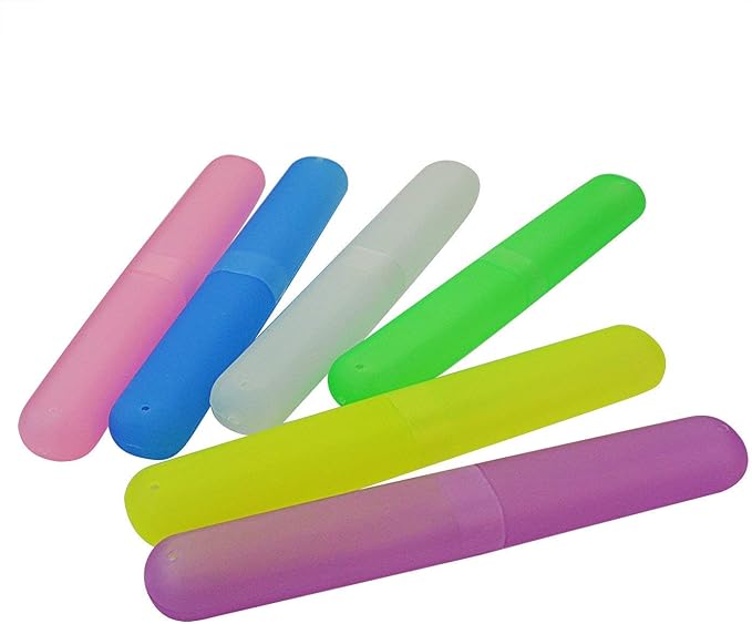 12PCS Plastic Toothbrush Case Six Colors Portable Dust-proof Toothbrush Cases Toothbrushes Holder for Daily and Travel Use (12)