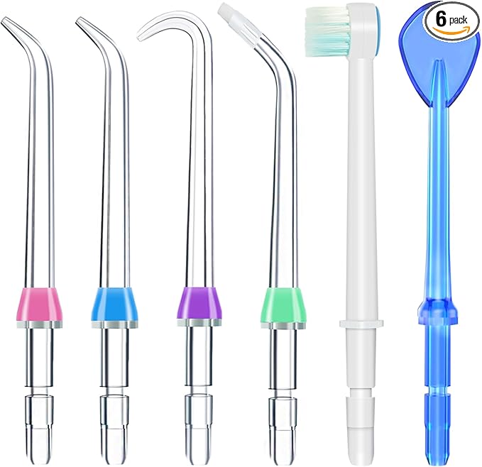 Replacement Heads for Waterpik, Water Flosser Replacement Heads Parts for Waterpik Oral Irrigator, 6 Tips Different & Storage Case Bundle
