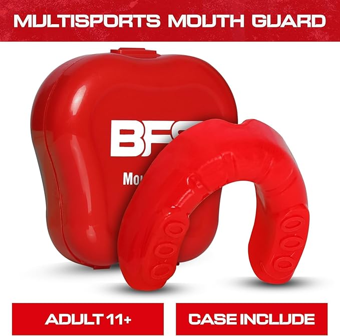 Sports Mouth Guard for Kids,Youth,Boys,Girls,Child Teen Mouthguard with Case (BPA Free) for Boxing, Martial Arts,MMA Karate,Lacrosse,Football,Soccer and All Contact Sports (RED)