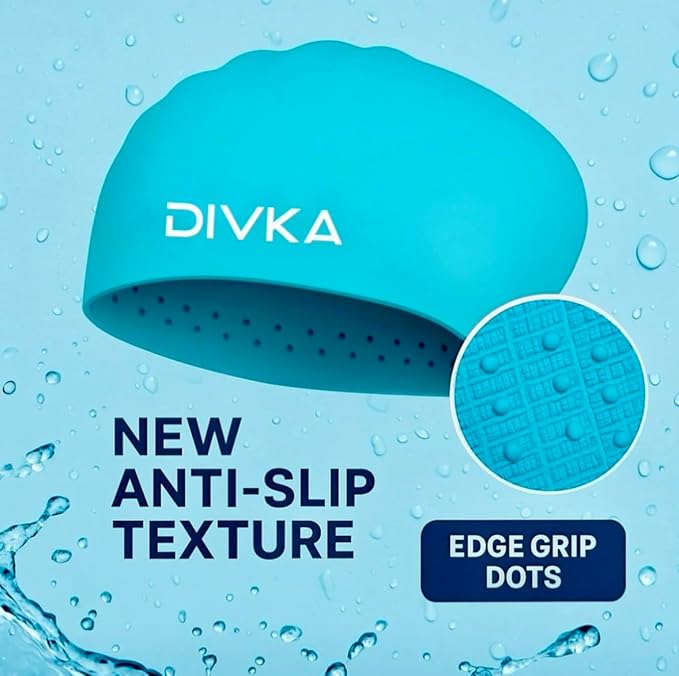 2-Pack Premium Quality Silicone Swim Caps for Women, Men, Teens & Adults – Medium Size – Stretchable & Durable, Includes Ear Plugs & Nose Clip, Extra Room for Long Hair, Non-Slip & Waterproof