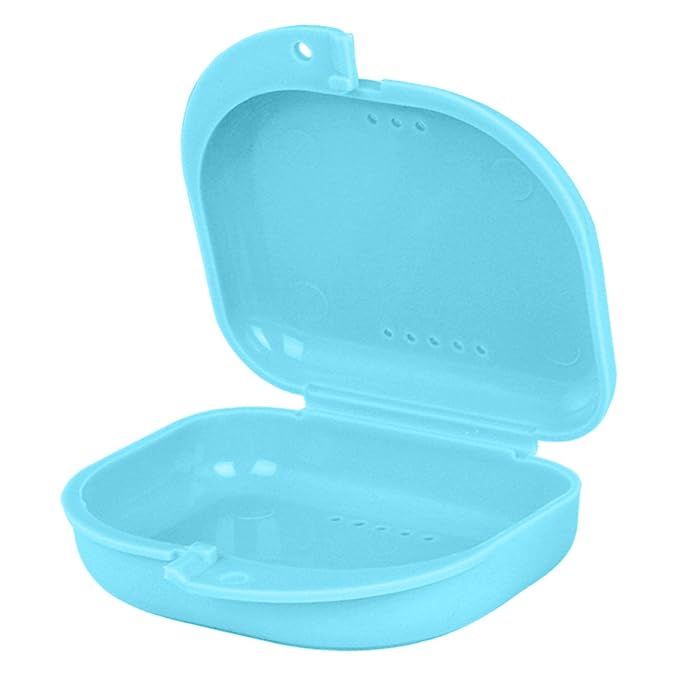 10 PCs Dental Grade Trapezoid Denture Bath Case by JEVOLVE | Retainer Case Tooth Case Denture Box Denture Storage Boxes | Denture Cleaner Cup Travel Portable Denture Box for Home Office (Blue)