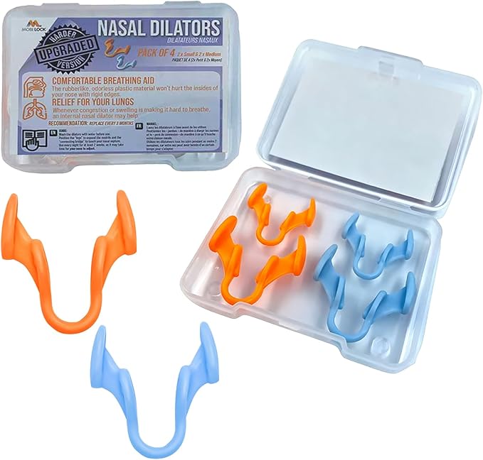 4 Pcak Nasal Dilators for Snoring, Extra Strength Nose Dilators for Breathing, Boost Oxygen Inhale, Improve Sleep Quality (2X Small & 2X Medium)