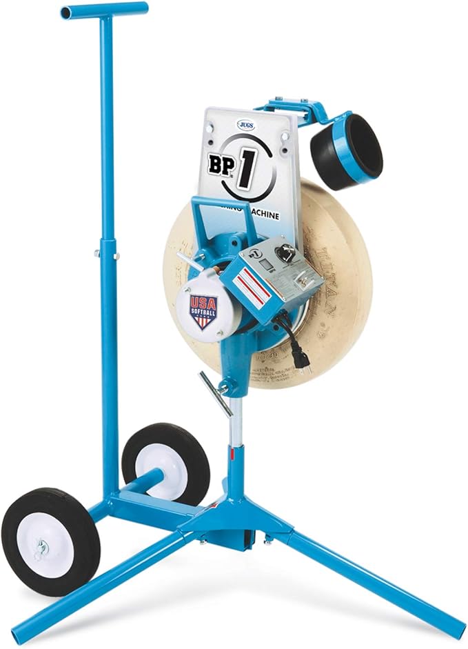 Jugs BP1 Softball Only Pitching Machine — Throws softballs up to 70 mph from a Realistic delivery Height.