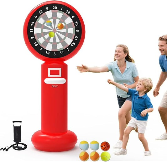 Inflatable Dart Board with Pump,5.6FT Inflatable Games Set with Basketball Hoop Feature,Dart Boards for Adults Kids,Fun Toss Games for Indoor,Outdoor,Backyard&Party Favor