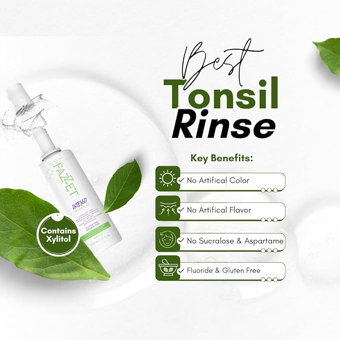 Intenso Fluoride Oral Rinse – Soothe Tonsils, Combat Bad Breath – Alcohol, Gluten, and Paraben Free Mouthwash – Fresh Mint Flavor