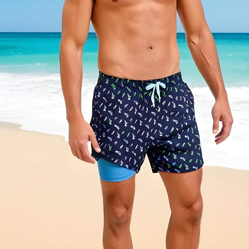 INGEAR Men's Athletic Stretch Workout Shorts Gym Quick Dry Running Trunks Boxer Lining