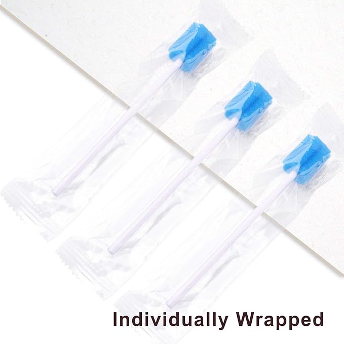 Wellgler's Disposable Oral Swabs, Sterile Sponge Mouth Swabs (250pcs, Blue)