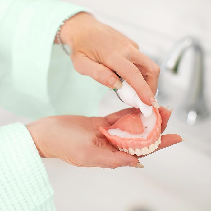 EverSmile FreshDent Denture and Partial Denture Cleaner + Teeth Whitening Spray and Foam– Travel Size Alternative to Cleaning Tablets That Eliminates Bacteria and Fights Bad Breath – 50ml + 10ml (4pk)