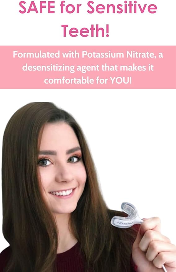 Novashine Professional Teeth Whitening Kit: Advanced Blue LED Light, Concentrated Peroxide Gel, Smartphone Adapter, Travel Bag