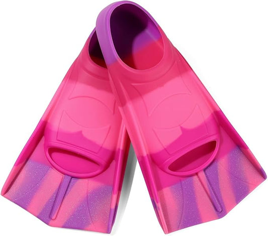 Kids Swim Fins,Short Kids Fins Youth Swimming Flippers for Lap Swimming Training for Children Girls Boys Beginners