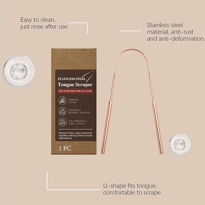 Stainless Steel Tongue Scraper,U Shape Professional Scraper | Stainless Steel Tongue Scrubber,for Women Men Travel Home Bathroom Care Hygiene Health Bad Breath