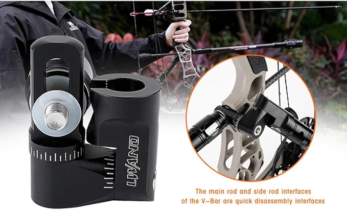 LWANO Single Side Adjustable V-Bar Mount Quick Disconnect Bow Rod Stabilizer, Archery Compound Recurve Bow Stabilizer Single Sidebar Back bar stabilizer Mount