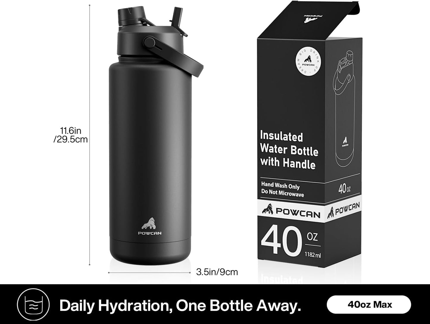 40 oz Insulated Water Bottle with 2-in-1 Straw and Spout Lid, Keep Cold 24H, Leak-Proof, BPA-Free, Double Wall Stainless Steel Water Bottle for Sports, Gym, Travel, and School (Twilight Cosmos)