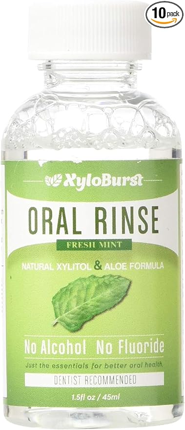Xyloburst Oral Rinse Mouthwash - Natural Xylitol Mouthwash | Fluoride Free Mouth Wash | Alcohol Free | Fresh Mint Mouth Rinse | SLS Free | Travel 10-Pack