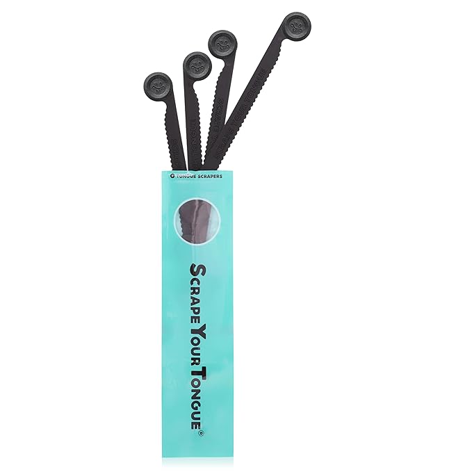 ScrapeYourTongue - #1 Daily Tongue Scraper for Oral Health. 100% Recyclable, Reusable, and Gag Proof Tongue Cleaner (4 Count (Pack of 1))