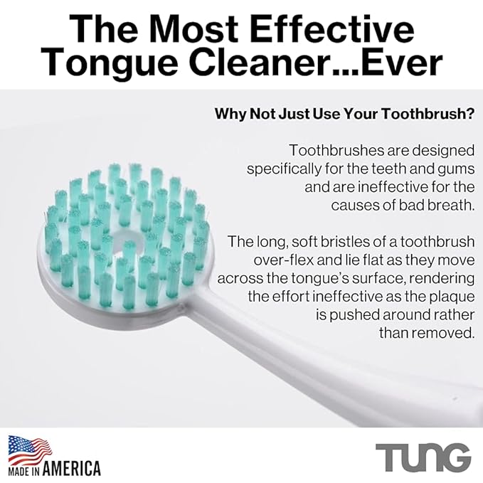 Tung Tongue Cleaning Kit, Tung Brush and Gel, Bad Breath Odor Eliminator, Halitosis Defense, USA Made (Set of 2)
