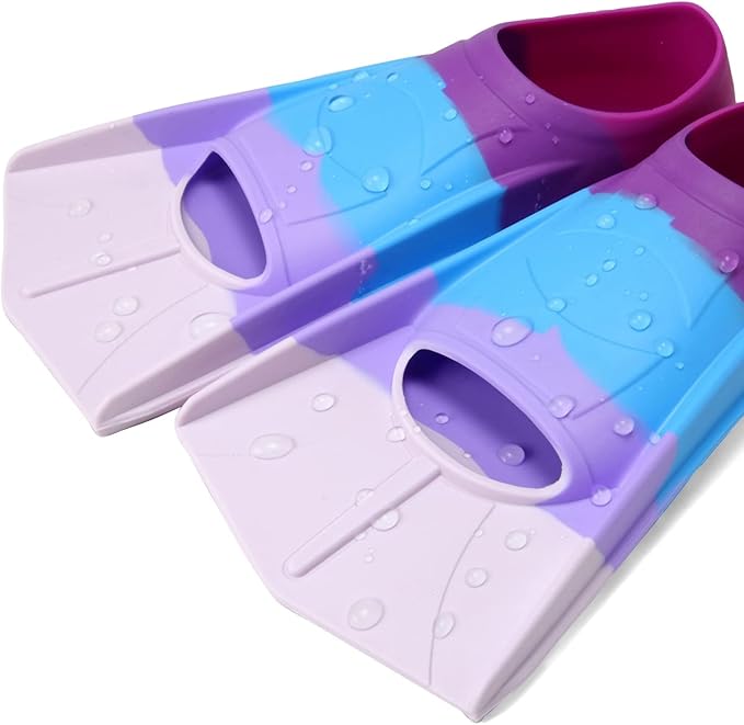 Kids Swim Fins,Short Kids Fins Youth Swimming Flippers for Lap Swimming Training for Children Girls Boys Beginners