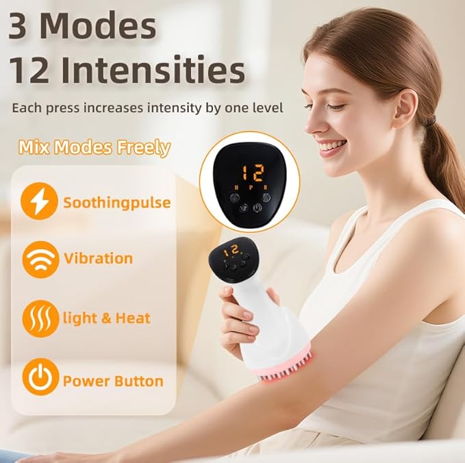 Lymphatic Drainage Massager Anti Cellulite Massage Tool Body Sculpting Machine with Soothingpulse, Light, Heat & Vibration, Help Care Stretch Marks & Smooth Cellulite for Legs, Arms & Belly