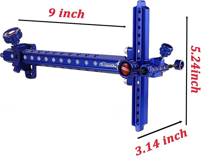 Archery Recurve Bow Sight, SOOHUPET Accessories T Shape Archery Shooting Target Sight Adjustable Bowsight with Optical Fiber Pin Sight for Target Practice