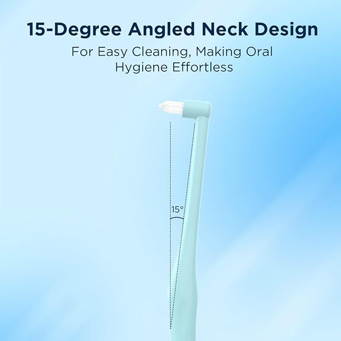 End Tuft Toothbrush with Covers, Small Head for Hard-to-Reach Areas, Orthodontic Toothbrush for Braces, Soft Bristles for Adults, Individually Wrapped, 6-Pack