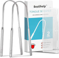 2 Pack Tongue Scraper, 100% Surgical 304 Stainless Steel Tongue Cleaner for Adults And Kids, Professional Tongue Brush for Oral Care, Improve Bad Breath and Fresh Breath