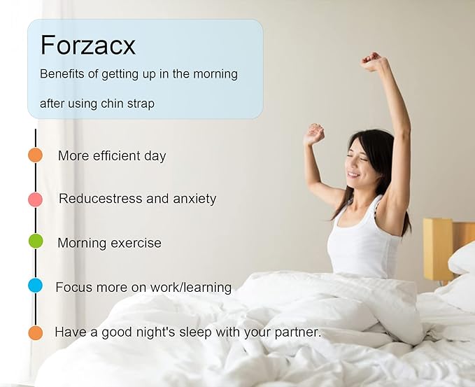 Chin Strap for Cpap Users Anti Snoring Devices - Forzacx Breathable Cpap Chin Strap Snoring Solution, Soft Non-Stick Hair Snore Stopper, Elastic Easy to Wear - White