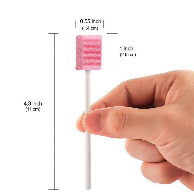 (100 Pack) Disposable Oral Swabs, Sterile Dental Sponge Swabsticks Unflavored for Mouth or Gum Cleaning - Sponge and Paper Rod.