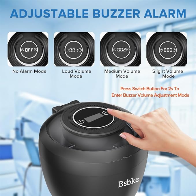 Ultrasonic Retainer Cleaner 45kHz Dental Cleaning Machine With 6 U/V Lights Adjustable Buzzer Alarm 200ML Capacity Black