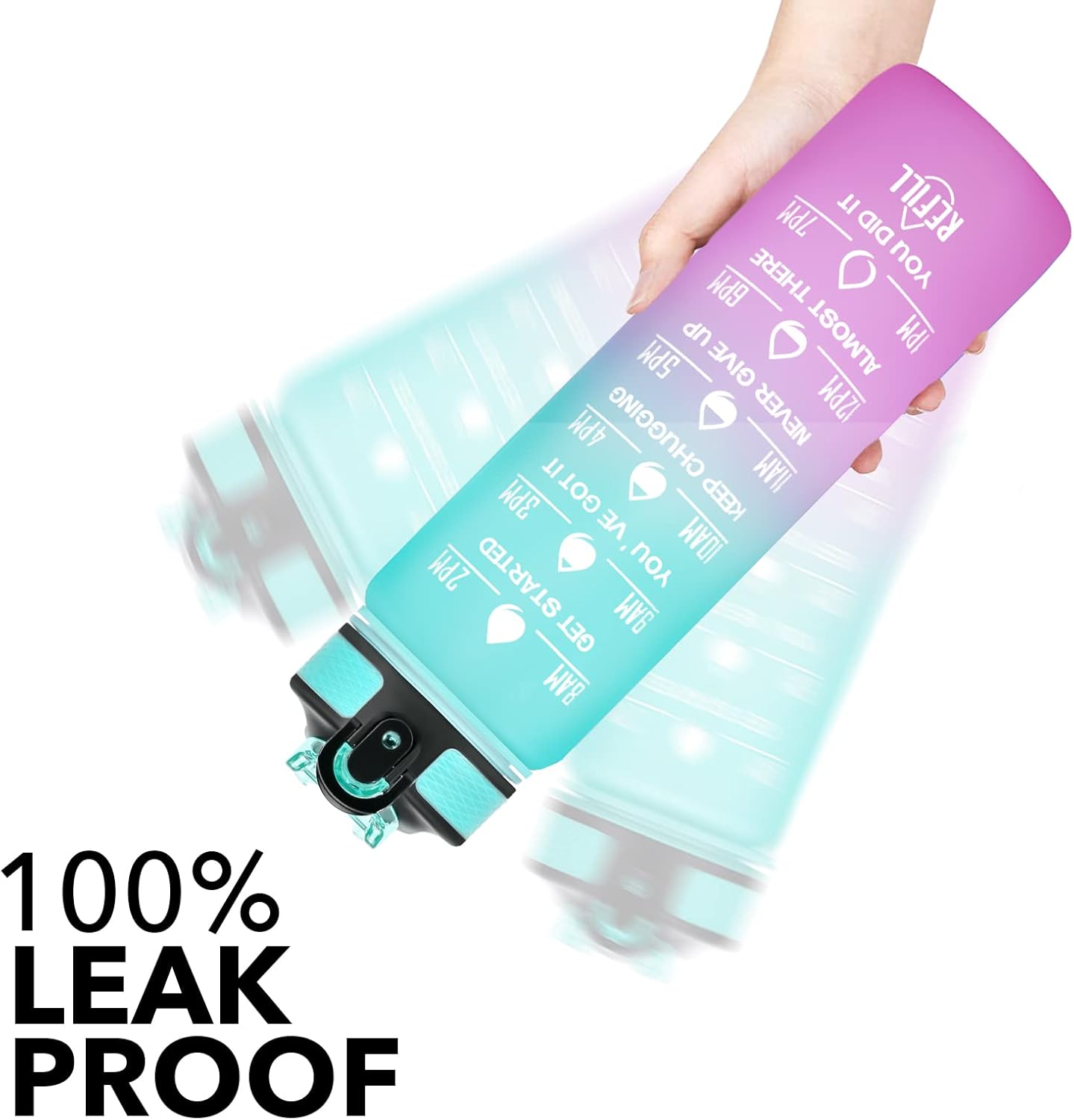 Hyeta 32 oz Water Bottles with Times to Drink and Straw, Motivational Water Bottle with Time Marker, Leakproof, Drinking Sports Water Bottle for Fitness, Gym and Outdoor