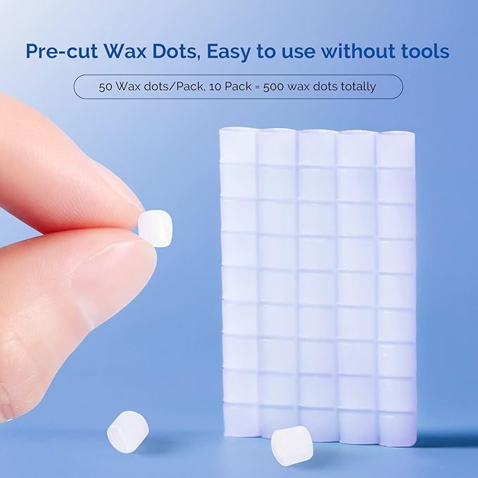 JMU Orthodontic Wax for Braces 10 Pack, Precut 500 Braces Wax Dots, Dental Wax Unscented