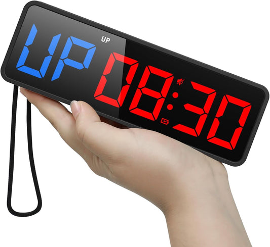 ANJANK Small Portable Gym Timer Clock, Strong Magnet, Workout Interval Timer with Powerful Battery, Stopwatch, Remote Control, Adjustable Brightness, Fitness Digital Timer for Home/Garage/Boxing