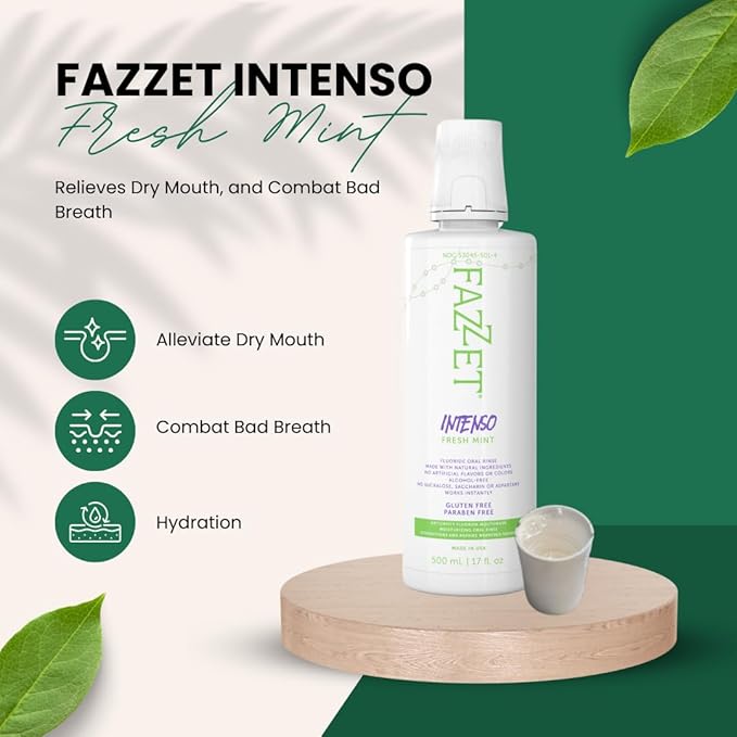 Intenso Fluoride Oral Rinse – Soothe Tonsils, Combat Bad Breath – Alcohol, Gluten, and Paraben Free Mouthwash – Fresh Mint Flavor