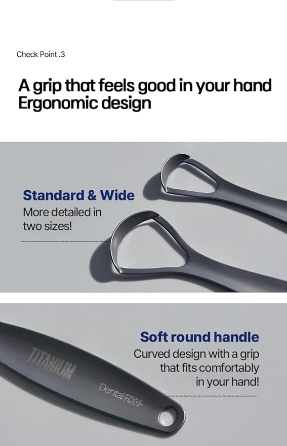 Pure Titanium Tongue Scrapers For Adults and Kids (2 Pack, Different Size), Titanium Tongue Cleaners, Prevent and Reduce Bad Breath