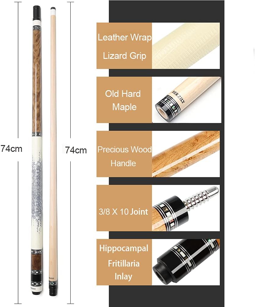 2-Piece Pool Cue Stick + Pool Cue Case with Carbon Extension