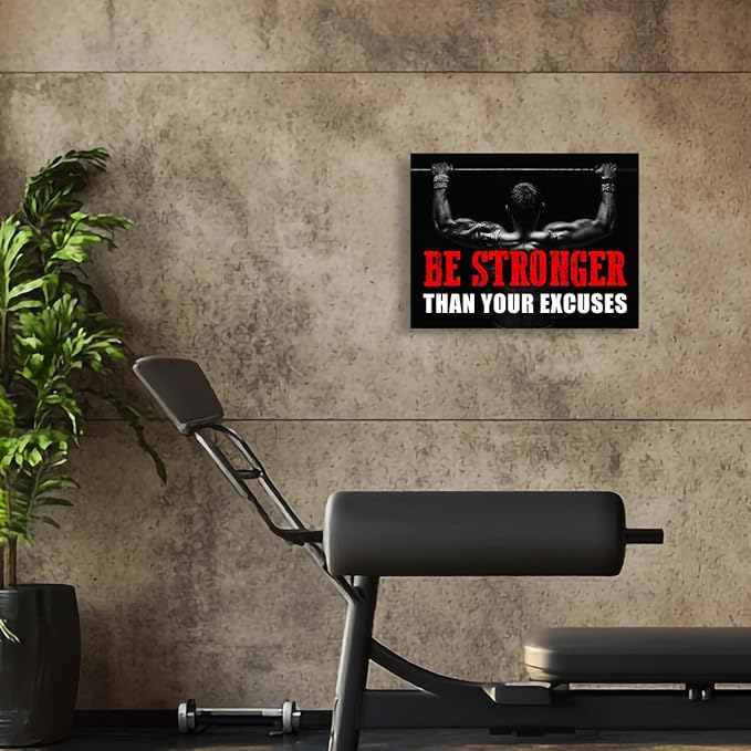 Inspirational Gym Wall Decor,Fitness Quotes Wall Art,Be Stronger Than Your Excuses Canvas Wall Decor for Home Gym