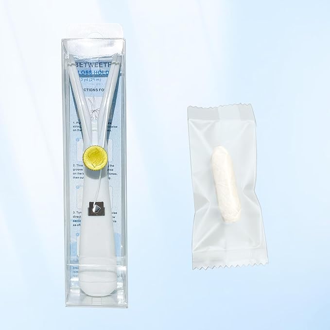 The Floss Advances - Dental Floss Holder, Tension Adjustable Interdental Flosser, Reusable and Refillable Handle with Preloaded Floss 66 ft/ 20 m - (1 Handle + 1 Extra Spool of Different Material)