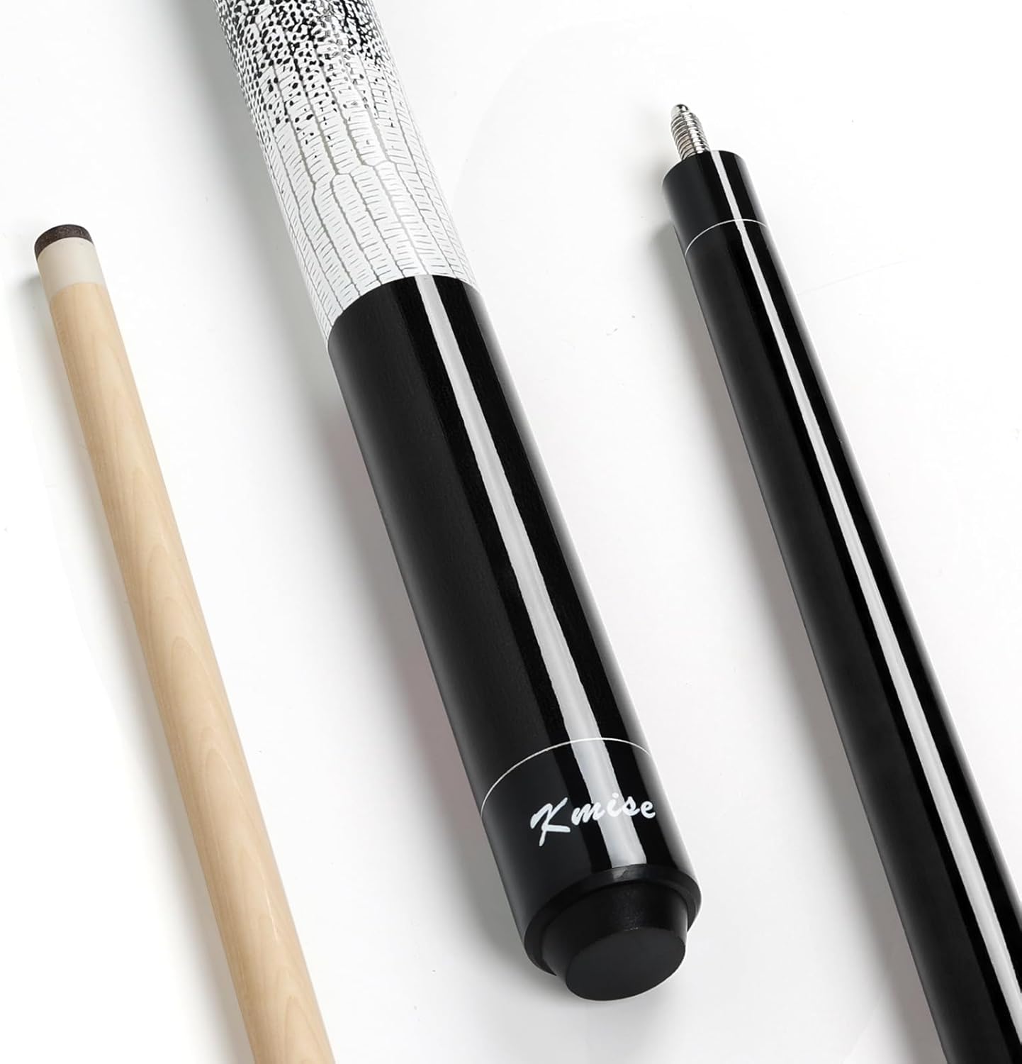 Kmise Professional Low-Deflection Pool Cue Stick, 58'' Canadian Hard Maple Wood Billiard Cue, 13mm Leather Tip, 3D Anti-Slip Grip, Precision Control for Adults/Beginners/Pros