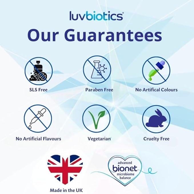 Luv Biotics Fluoride Free Mouthwash with Oral Probiotics, Xylitol & Aloe Vera -3 x 500ml