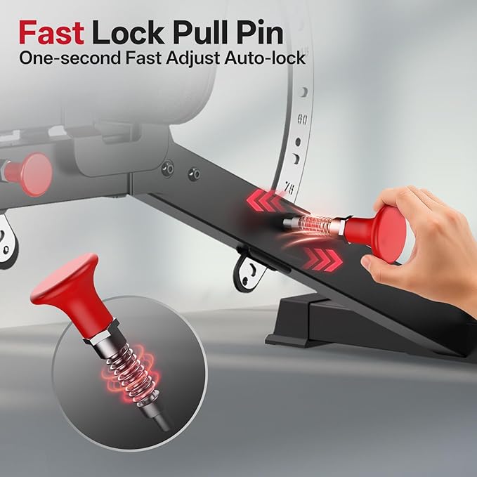 JOROTO MD65 Adjustable Weight Bench, 1700LB Heavy Duty Workout Bench for Home Gym, Flat Incline Decline Sit Up Utility Bench Press with 9 Backrest & 3 Seat Positions, Removable Leg Support & Wheels