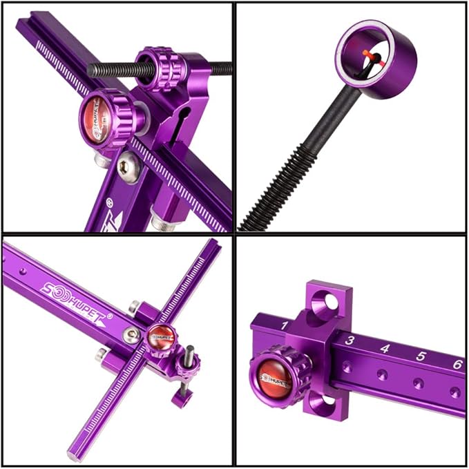 Archery Recurve Bow Sight, SOOHUPET Accessories T Shape Archery Shooting Target Sight Adjustable Bowsight with Optical Fiber Pin Sight for Target Practice