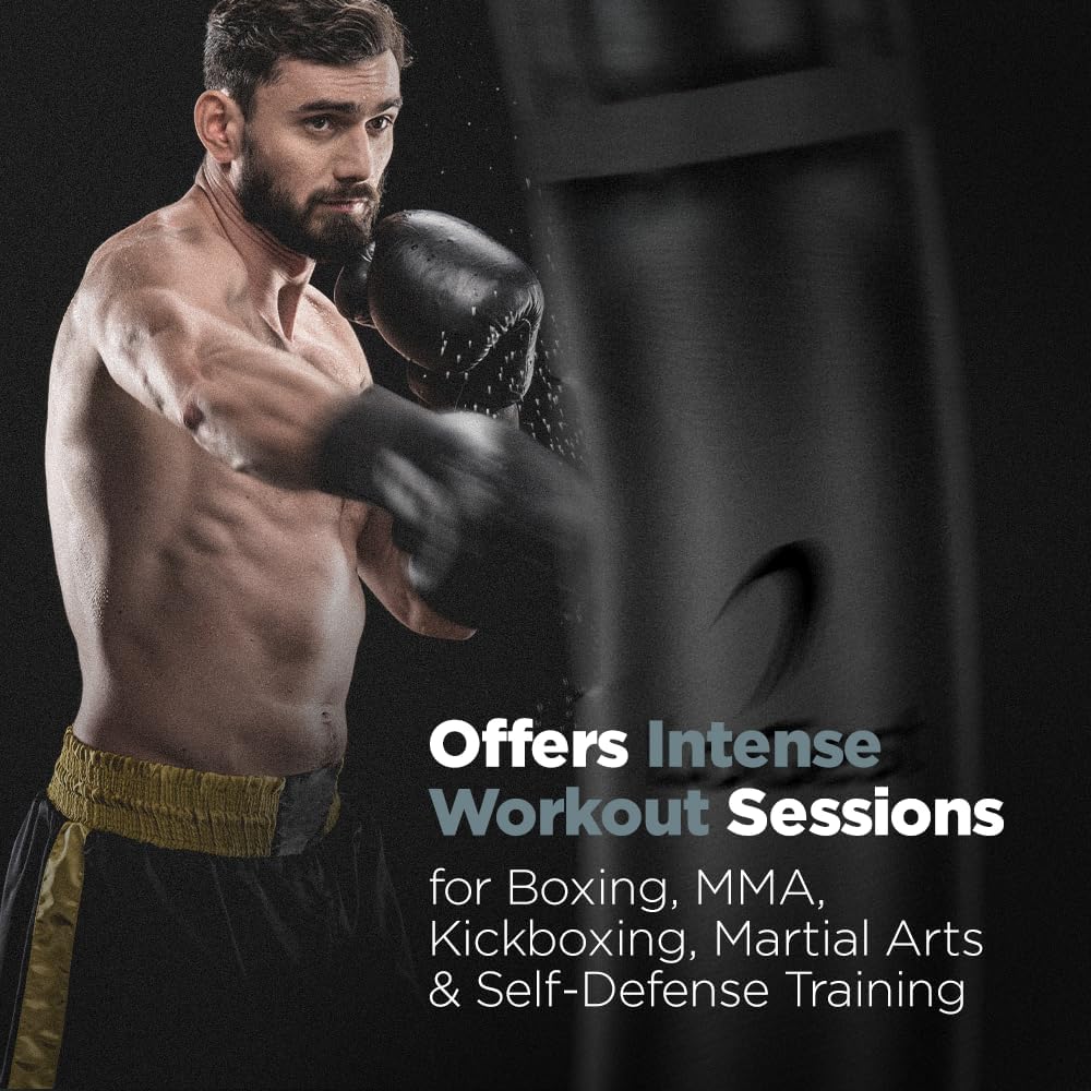 LoGest Boxing Bag - Hanging Punching Bag Sports Training Equipment - MMA, Karate, Judo, Muay Thai, Kickboxing - Hanging or Freestanding - Unfilled Max Capacity 100 Lbs - Heavy Punching Bag