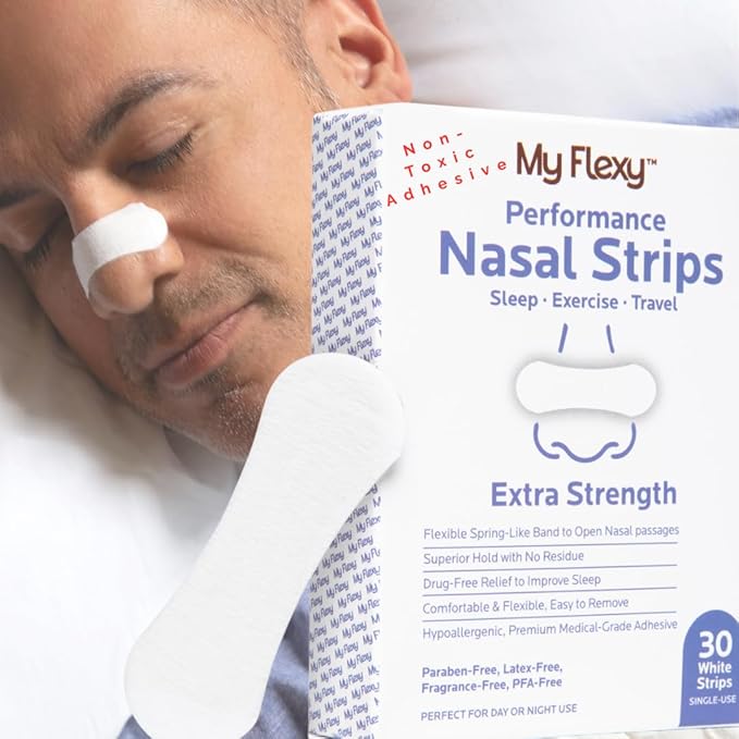 Nasal Strips – Extra Strength, White – Nasal Strips for Snoring. Get Better Sleep, and Breathe Easier. Nose Strips Snoring Solution for Better Breathing & Relieve Congestion - 30 Ct.