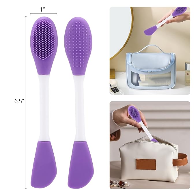 10 Pack Silicone Face Mask Applicator, 2 in 1 Double-Sided Facial Scrubber Brush Tool, Double-Head Manual Cleansing Brush for Deep Gentle Exfoliating