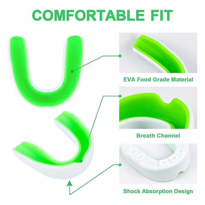 MENOLY 5 Packs Kids Mouth Guard Football BPA-Free Child Toddler Mouth Guard for Sports Boys Girls with Case for Football, Boxing, Basketball, Lacrosse, MMA, Hockey, Wrestling, Soccer