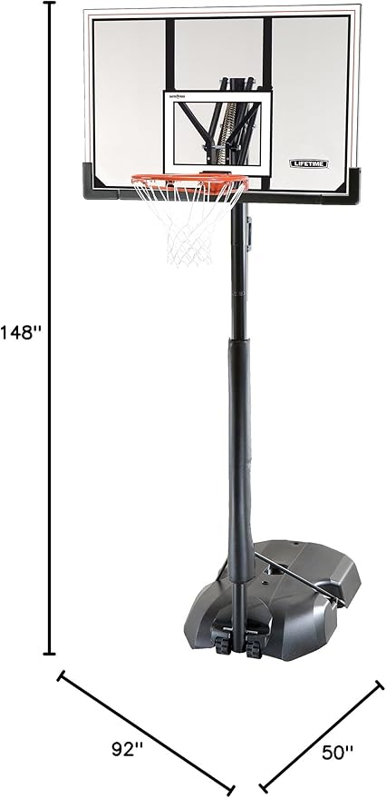 Lifetime 51544 Front Court Portable Basketball System, 50 Inch Shatterproof Backboard