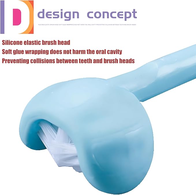 3 Sided Autism Toothbrush 360° Oral Teeth Cleaning Design U-Shaped Toothbrush 2 PCS Adult Soft Bristles Soft and Gentle for Complete Tooth and Gum Care (Green+Orange)